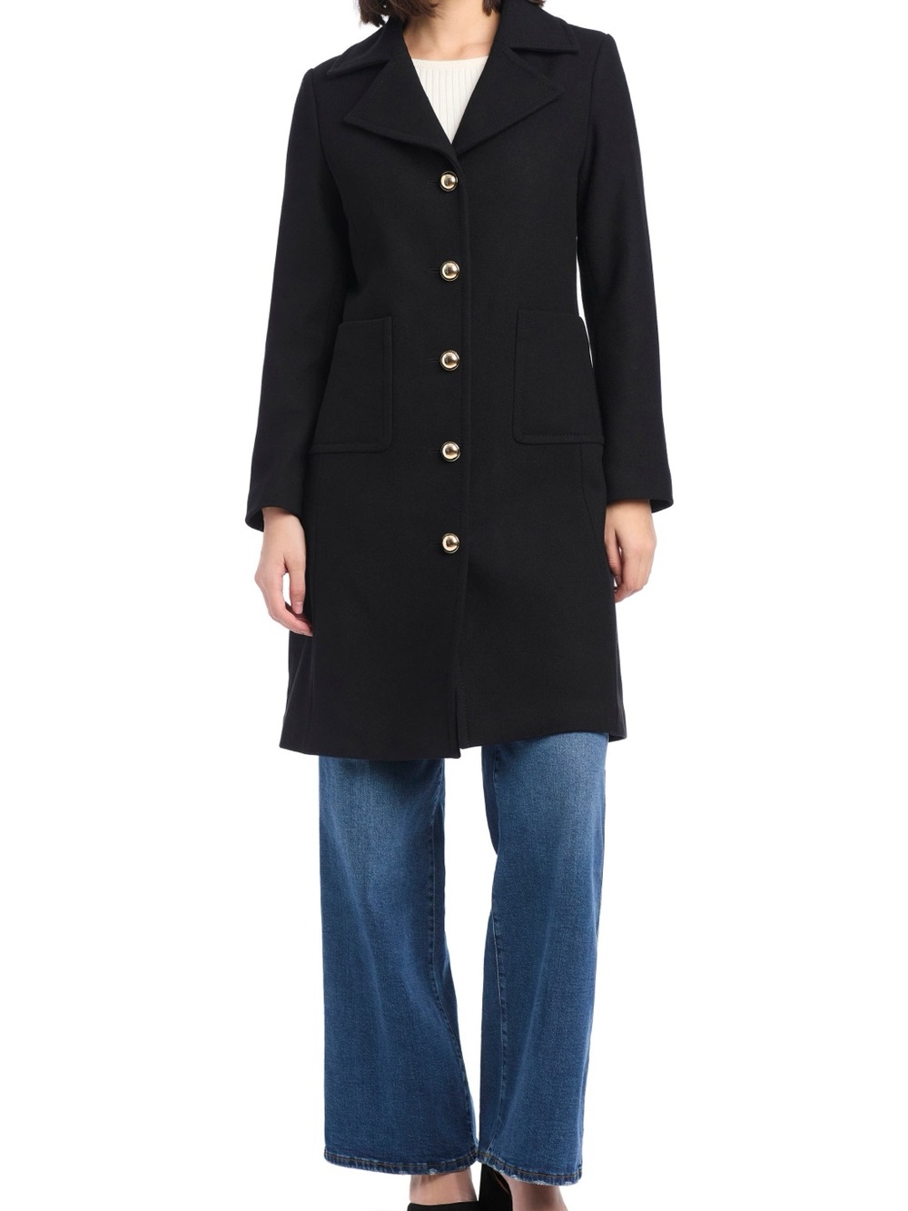 kate spade Black Wool-Blend Single-Breasted Coat